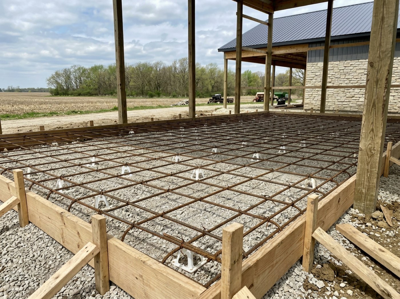 Rebar tied and ready for the pour